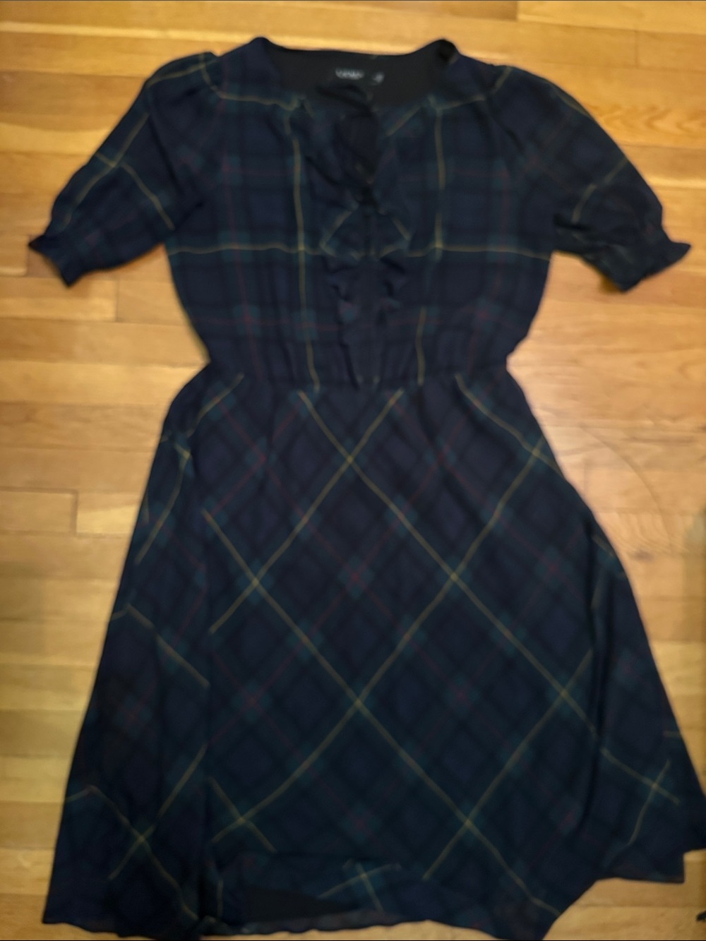 LAUREN Ralph Lauren Navy Plaid Midi Dress
